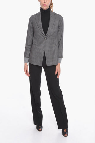 Blazer Monopetto ALPHA  in Lana Merino con Dettaglio Polsini in Maglia