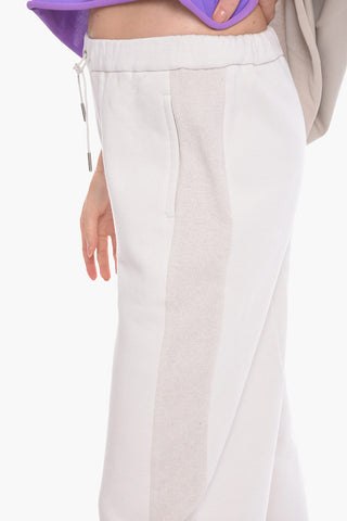 Pantaloni Jogger Crop in Cotone Felpato