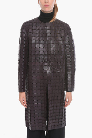Cappotto in Pelle Intrecciata SATINE con Coulisse