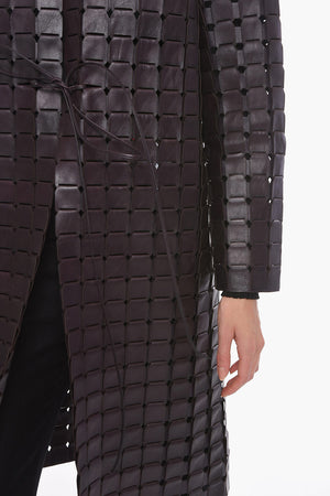 Cappotto in Pelle Intrecciata SATINE con Coulisse