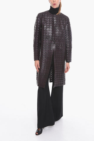 Cappotto in Pelle Intrecciata SATINE con Coulisse