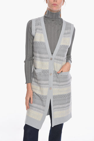 Cashmere-blend Sleeveless Cardigan with Micro-sequined Details