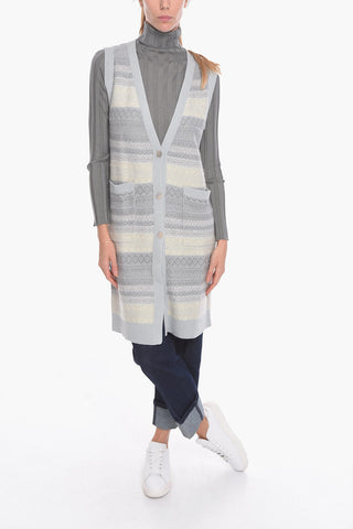 Cashmere-blend Sleeveless Cardigan with Micro-sequined Details