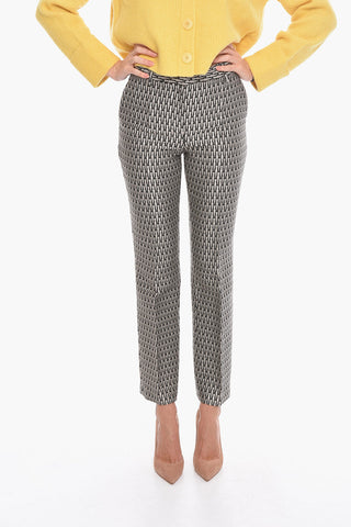 Pantaloni in Misto Lana con Fantasia Ricamata