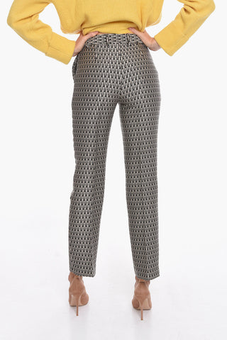 Pantaloni in Misto Lana con Fantasia Ricamata