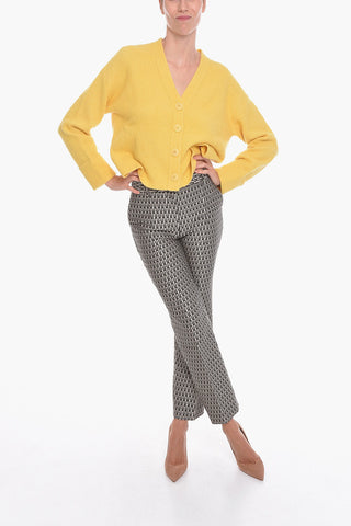 Pantaloni in Misto Lana con Fantasia Ricamata