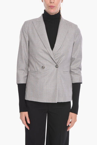 Merino-wool Double-breasted Blazer with Peak Lapel