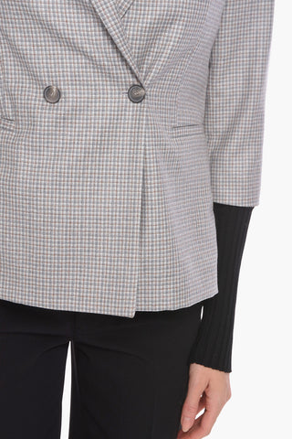 Merino-wool Double-breasted Blazer with Peak Lapel