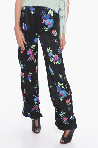 Floral-Motif Satin HEAVY Cargo Pants
