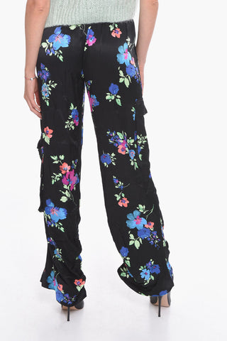 Floral-Motif Satin HEAVY Cargo Pants
