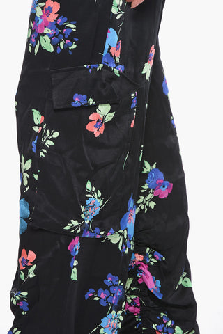 Floral-Motif Satin HEAVY Cargo Pants