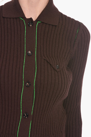 Ribbed MILITARY Cardigan with Breast-pocket