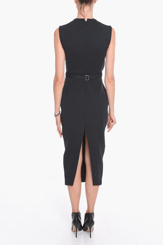 Jacquard Bodycon Dress with Logoed Belt