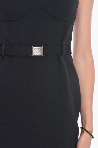 Jacquard Bodycon Dress with Logoed Belt