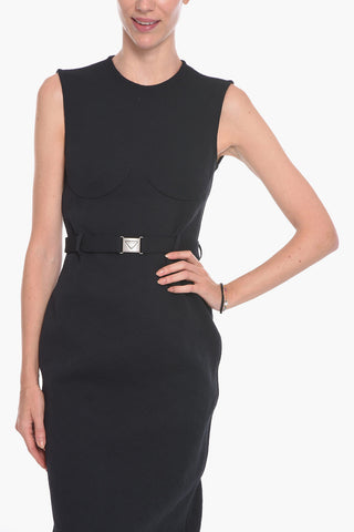 Jacquard Bodycon Dress with Logoed Belt