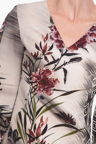 Floral Long Dress with V-neckline
