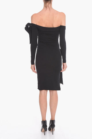 Off-Shouledr BACA Midi Bodycon Dress with Cut-Out Details Side