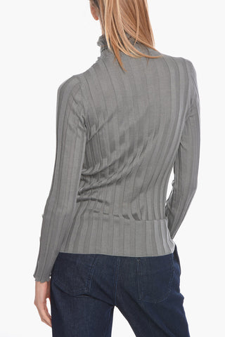 Maglia a Collo Alto a Costine in Misto Cashmere