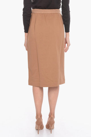 Fleeced-cotton Midi Skirt with Beaded Side Bands