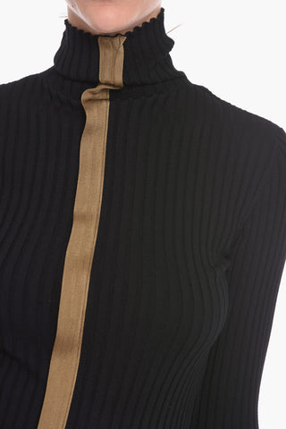 1952 2 Ribbed Turtleneck Sweather with Front Slit