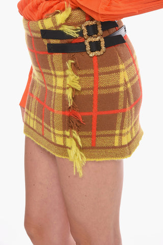 Mohair-blend TRACY Miniskirt with Tartan Pattern
