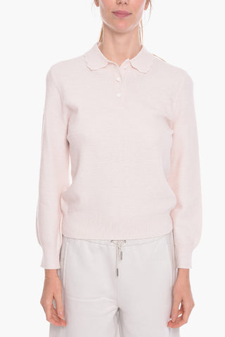 Polo Neck Solid Color Virgin Wool Sweater