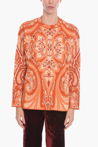 Pullover Girocollo in Misto Lana Motivo Paisley