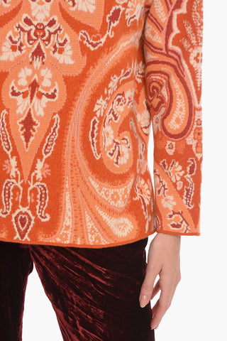 Pullover Girocollo in Misto Lana Motivo Paisley