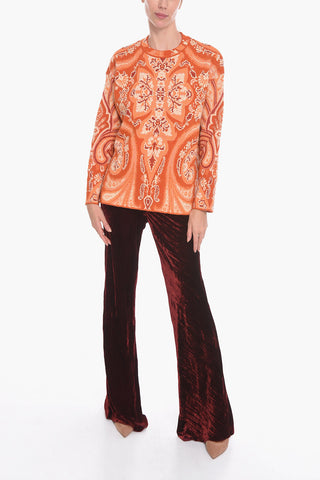 Pullover Girocollo in Misto Lana Motivo Paisley