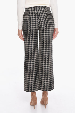 Cropped Wide-leg Trousers with Check Pattern