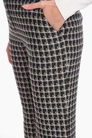 Cropped Wide-leg Trousers with Check Pattern