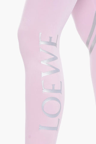 Striped Leggings with Logo Print
