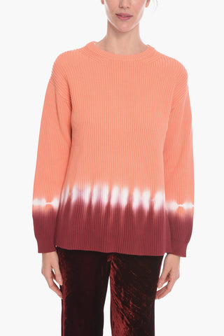 WHITE LABEL Maglia girocollo in Cotone a Costine in Stampa Tye-dye