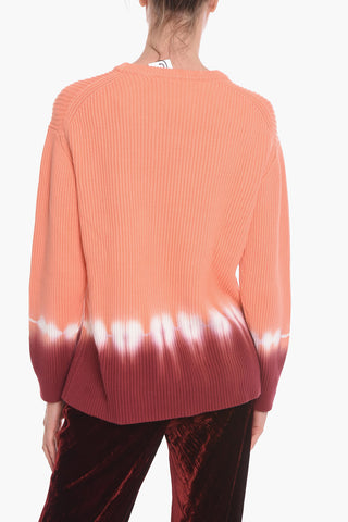 WHITE LABEL Maglia girocollo in Cotone a Costine in Stampa Tye-dye