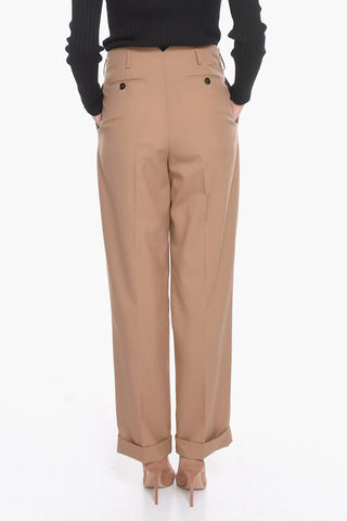 Pantaloni in Lana Vergine con Pinces Frontali