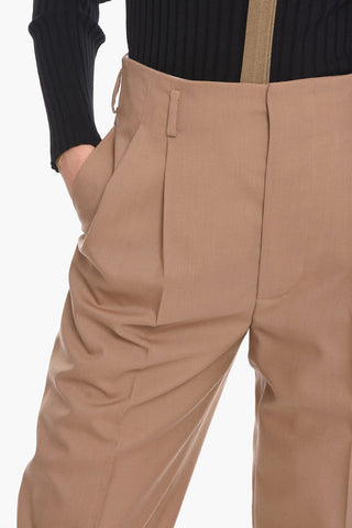 Pantaloni in Lana Vergine con Pinces Frontali