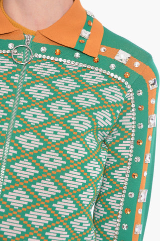 Jacquard BENO Sweatshirt with Crystal Application