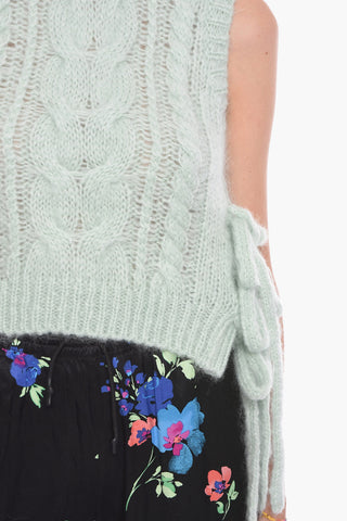 Cable Knit Vest with Bow Detail Side