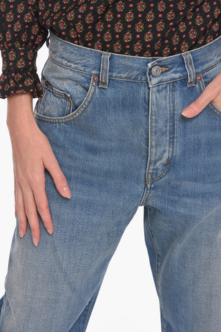 Jeans in lavaggio Vintage con Bottone Logato 24cm