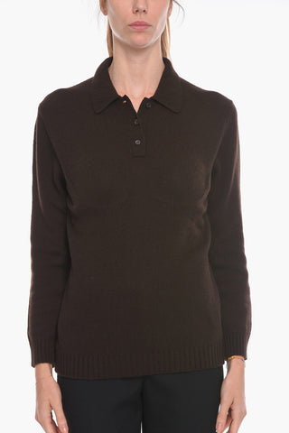 Cashmere Polo Sweater with Integrated Bra