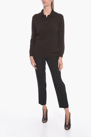 Cashmere Polo Sweater with Integrated Bra