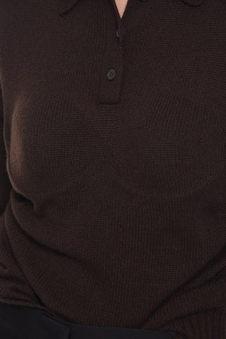 Cashmere Polo Sweater with Integrated Bra