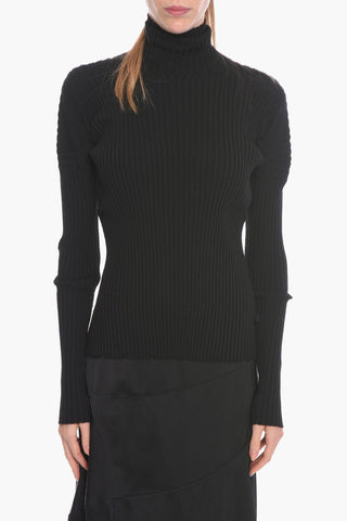 Turtleneck Ribbed Wool Sweater