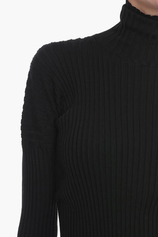 Turtleneck Ribbed Wool Sweater