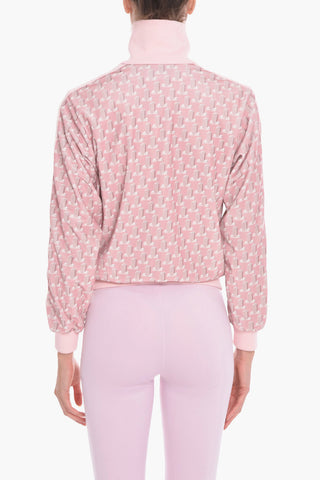 Zip-up Monogram Chenille Sweatshirt with Jewel Patch
