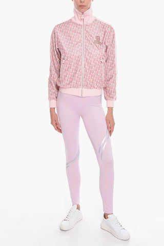 Zip-up Monogram Chenille Sweatshirt with Jewel Patch