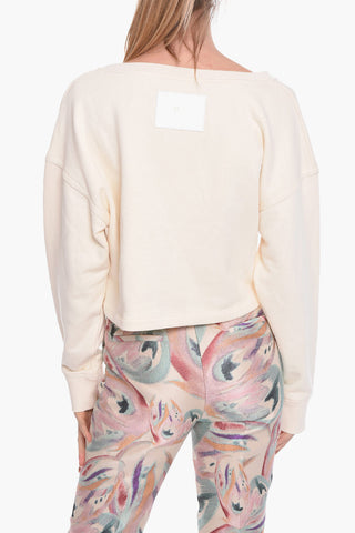 Brushed-cotton Cropped Sweatshirt with Boat Neckline