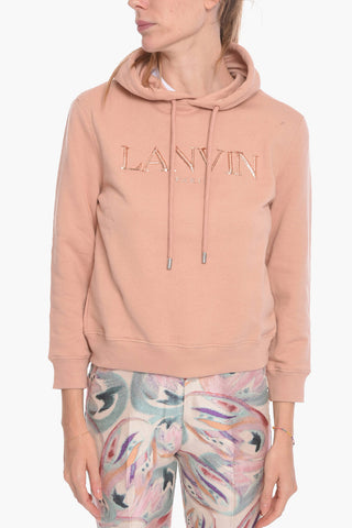 Brushed Cotton Hoodie with Lamè Logo