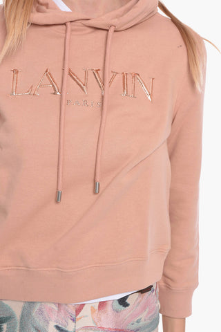 Brushed Cotton Hoodie with Lamè Logo