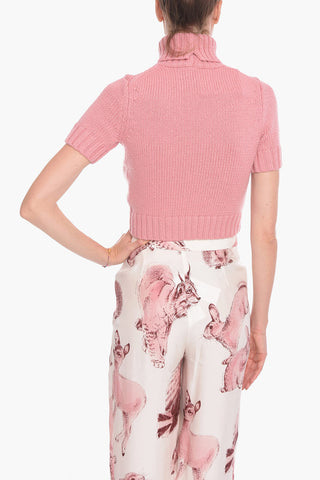 Wool Short-sleeved Turtleneck Sweater
